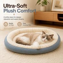 2026 New Oval Thickened Lamb Fleece Pet Bed, Surface Lamb Fleece (Soft Cotton Fleece), Soft And Fluffy Touch, Filled With Fluffy Cotton, Soft With Support, Suitable For All Seasons. Multiple Sizes Available - Light Grey - View 4