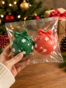 Christmas Round Sphere Silicone Mold, Snowflake Star And Bow Embossed Details, Reusable Mold For Squishy Stress Toys, Candles, Soaps, Resin Christmas DIY Projects - Silicone Mold - View 5