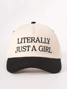 1pc Embroidered "LITERALLY JUST A GIRL" Colorblock Baseball Cap, Adjustable Trucker Hat, Sun Protection Casual Cap For Spring/Autumn Travel, Beach Vacation, Men's Y2K Style Youth Hat - Baseball Cap - View 20