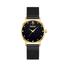 YaLaLuSi Brand 1pc Elegant Women's Quartz Watch, Exquisite Round Dial With Starry Glitter Face, Minimalist Triangle & Round Mixed Markers, Luminous Hands, Woven Mesh Strap, Fashionable Versatile Daily Commute & Date Wristwatch, Perfect Gift For Lover, Family, Best Friend, Holiday Gift Choice For Christmas, Valentine's Day, Birthday, Graduation Season, New Year - Gold - View 12