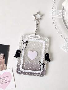 Minimalist Design Heart Transparent Angel Polka Dot 3-Inch Card Holder, Girl Idol Photo Card Storage Pendant With Wavy Lace Bow, Fan Card Protective Sleeve Keychain, Suitable For Student ID, Meal Card, Bus/Metro Card And Access Card, With Bag Charm, Keychain, Wallet And Bank/Credit Card Storage Functions, Made Of Durable Plastic Material, Effectively Protects Idol Cards, Essential For Holidays, Travel And University Life - Multicolor - View 14