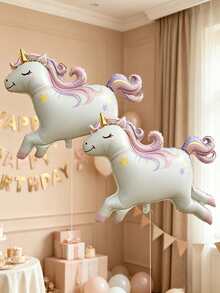 1pc 93cm Large Squinting Running Cartoon Unicorn Foil Balloon, Matte Color, Suitable For Party Decoration - View 4