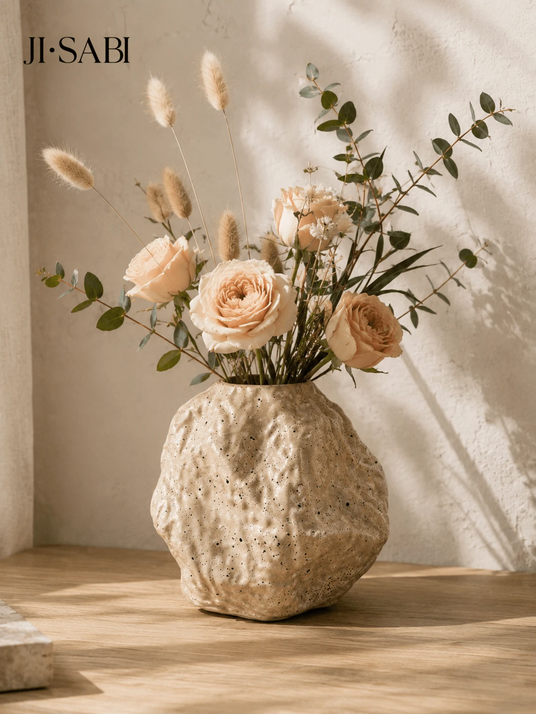 1pc Textured Rock Vase, Wabi-Sabi Style Asymmetrical Stone Shape Vase, Minimalist Ins Style Desktop Vase, Suitable For Dried Flowers And Fresh Flowers, Home Living Room Bookshelf Decoration, 3 Colors Available - Rock Vase - View 1