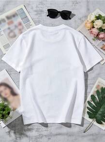 Minimal Line Art Short Sleeve For Women, Vintage Bavarian Cottage Front Print, Pretzel And Flag Details, Simple Top For Low-Key Festival Styling - White - View 3