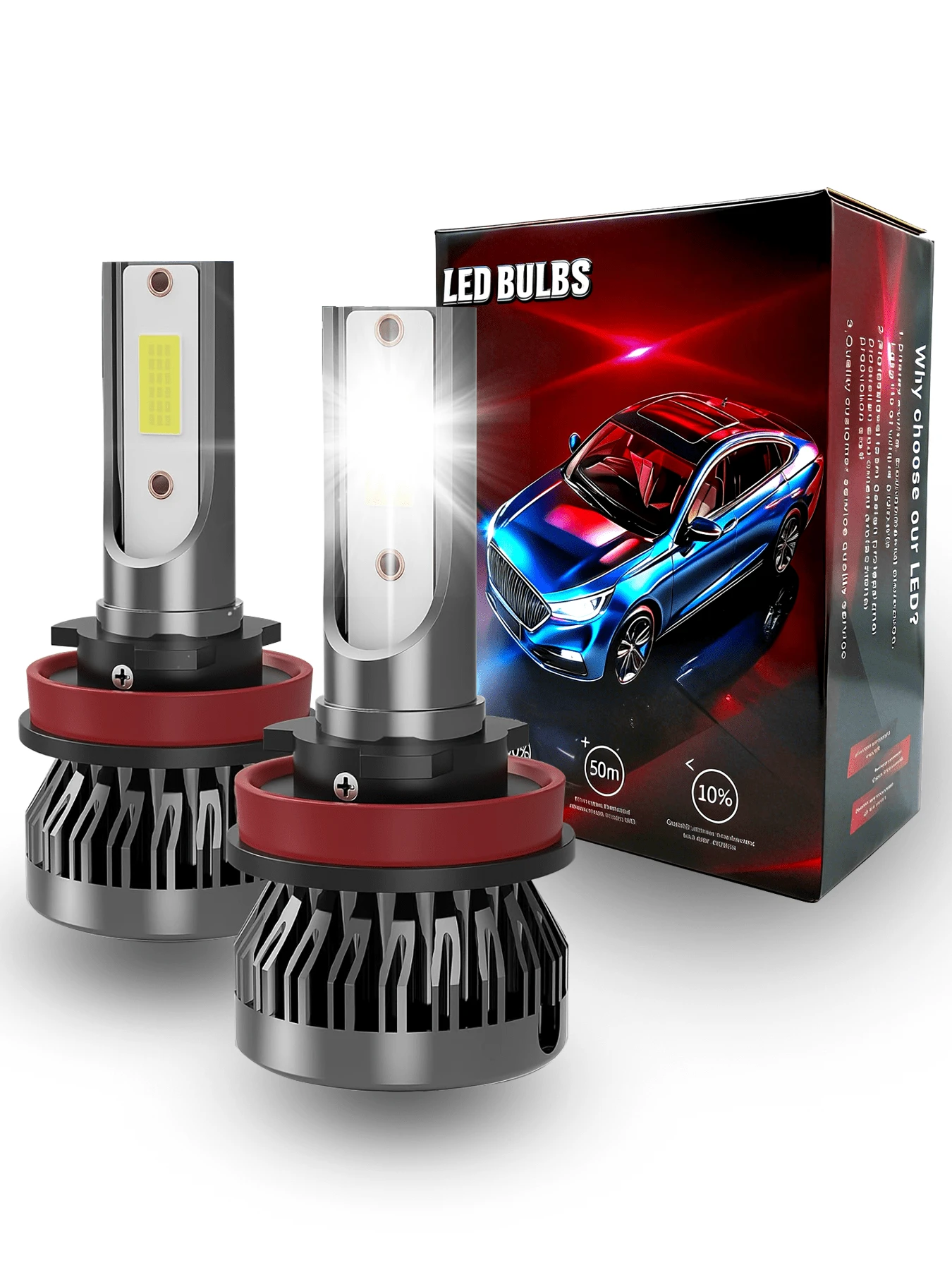 2 Buah Lampu LED Mobil C1 6000K H4 H7 H11 9005 9006 7600LM, Manik Lampu COB, 36W LED Mobil Memancarkan Cahaya Sebelum Sinar Matahari - C1 - View 1