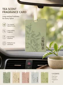 Tea Scented Car Air Freshener Hanging Card, Hanging Fragrance Card Suitable For Rearview Mirror, Closet, Bedroom And Home Scenes, Plant-Based Fragrance Diffuser With Convenient Hanging Ring, Decorative Scent Card, Multiple Tea Scent Options Available - Multicolor - View 8