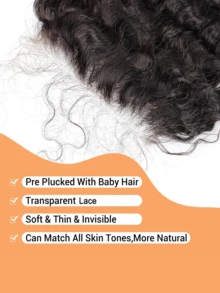 4x4 Lace Closure Burmese Curly Transparent Lace Closure Brazilian Virgin Human Hair Closure Free Part Pre Plucked With Baby Hair Natural Black Closure Human Hair 18 Inch - SNatural - View 5