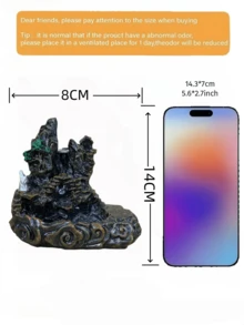 1pc Portable Backflow Incense Burner, Creative Realistic Mountain & Waterfall Design, Smoke Flows Like Real Water, Zen Buddhist Temple & Pine Tree Landscape, Suitable For Home Decor, Yoga, Tea Ceremony, Meditation Relaxation Aromatherapy - A - View 9