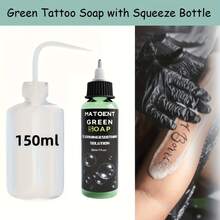 Concentrated Dilutable Green Tattoo Cleaning Soap, Gentle Non-Irritating Tattoo Cleaning Solution, Complete Set With 150ml And 250ml Squeeze Bottles, Suitable For Daily Use In Tattoo Shops - Multicolor - View 2
