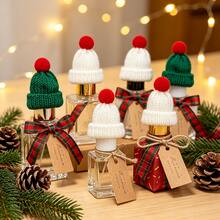 1 Set Mixed Color Mini Christmas Knitted Hats And Scarves, Wine Bottle Decoration, Suitable For Christmas Party Decoration, Snowman, Christmas Tree Decoration, Home Holiday Gathering Decoration - View 6