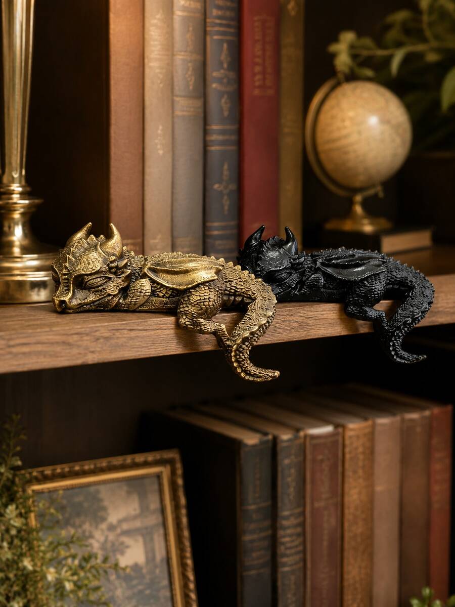 1pc Cute Dragon Shaped Bookend, Unique Mythical Creature Home Decor, Fantasy Theme Bookshelf Decoration, Perfect Gift For Book Lovers, Ideal Choice For Dragon Fans And Readers, Multiple Styles Available - Multi-color - View 1