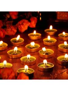 30pcs Small Smokeless Tea Light Candles, Upgraded Candle Set Romantic Mini Candle Holders, Lacquer Stove Heating Candles, Smokeless Odorless, Birthday Party Outdoor Wedding Indoor Dinner Atmosphere Candles, Suitable For Christmas Halloween Party Decoration, Daily Home Use - Multiple Styles - View 8