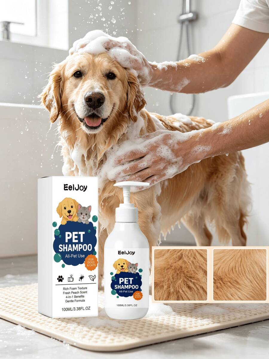 Multi-Effect All-In-One Pet Shampoo, Gentle Tear-Free PH-Balanced Cleansing And Conditioning Shampoo Suitable For Pet Skin. One Step To Clean And Condition Fur. It Makes Fur Fluffy, Silky And Fresh-Scented. Perfect For Daily Home Care, Suitable For Dogs And Cats, Designed To Simplify The Bathing Process. - 100ml - View 1