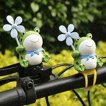 Creative Cartoon Frog Windmill Hanging Ornament, PVC Material (Silicone Strap/No-Trace Sticker) 2 Styles Available, Suitable For Bicycle, Electric Scooter, Motorcycle, Car Interior Decoration Small Accessory - Frog Windmill Toy - View 2