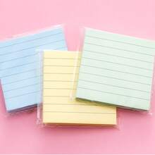 6pcs/Set Student Striped Cartoon Office Memo Sticky Notes, Cute Striped Lined Memo Pad, Tearable Self-Adhesive Reusable Stickers - one-size - View 4