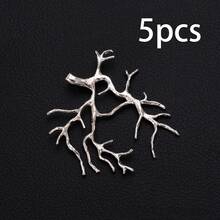 5pcs Gold & Silver Copper Tree Branch Pendant Bases, Suitable For DIY Handmade Crafts, Can Be Paired With Natural Gemstones, Crystals, Raw Stones, Pearls And Other Materials For Inlay Design - Multicolor - View 12