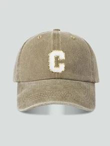 1pc Unisex Vintage Washed Baseball Cap A-Z Letter Print Pattern, Multiple Vintage Colors Available, Soft Texture Adjustable Dad Hat - Khaki - View 26