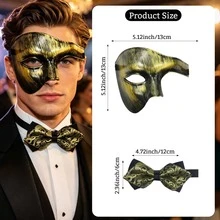 Single Eye Half Face Mask Couple Set, Classic Masquerade Ball Wedding Halloween Costume Accessory - Multiple Styles - View 12