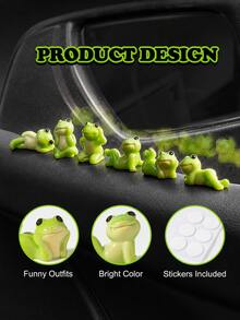 Mini Green Frog Figurine Set, Cute Multiple Poses, Suitable For Moss Terrarium, Fairy Garden, Succulent Planter And DIY Miniature Landscape Decoration, Glossy Miniature Decor, Suitable For Home Desktop Display, Halloween, Thanksgiving, Christmas And Easter Decoration - Green Plant Set - View 6