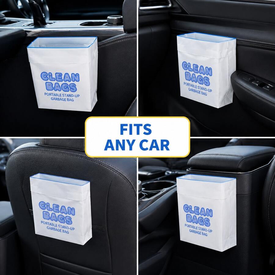 Mini Car Interior Trash Bag, Thickened Self-Adhesive Vertical Hanging Disposable Trash Bag, Leak-Proof Portable Car Trash Can, Suitable For Seat Backs, Car Doors And Center Console, Car Interior Accessories - A - View 1
