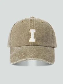1pc Unisex Vintage Washed Baseball Cap A-Z Letter Print Pattern, Multiple Vintage Colors Available, Soft Texture Adjustable Dad Hat - Khaki - View 28
