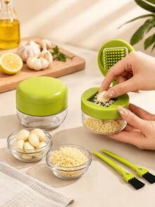 1pc Manual Garlic Press & Grinder, Easy To Clean Multifunctional Kitchen Tool For Garlic Chopping, Slicing And Grinding, Portable Handheld Design, Plastic Material, Suitable For Home Kitchen, Restaurant And Outdoor Activities - Multicolor - View 2
