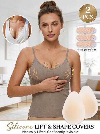 2pcs Water Drop Shaped Silicone Breast Pads, Invisible Silicone Breast Pads, (Includes 30pcs Floral Breast Pads) Suitable For Dresses, Swimsuits, Bikinis, Travel And Vacation. Women's Silicone Lift Pads, Invisible Breast Pads. Self-Adhesive Bra Pads, Can Be Hidden Under Clothing.