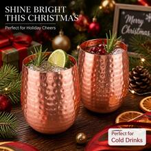 1 PC/2 PCS Copper Patterned Cups, Water Cups, Cups, Copper Water Cups That Blend Classic Craftsmanship, Suitable For Cold Drinks And Daily Drinking, Suitable For Families, Restaurants, Table Decoration, Birthday, Halloween, Christmas Gift Decoration - Bronze - View 3