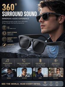 YAIUZGOO Smart Audio Fashion Glasses, Open-Ear Bluetooth 5.3 Fashion Glasses, Supports HD Calls, Lightweight Wireless Music Glasses, 5-7 Hours Playback Time, Fashion Neutral Design, Suitable For Driving, Outdoor, Sports And Daily Use, Compatible With IOS And Android - View 5