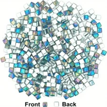 100/200G Iridescent Peacock Blue Glass Mosaic Tiles, Metallic Aurora Square Mosaic Pieces For DIY Arts Crafts, Coaster Decor, Photo Frame & Home Craft Projects - A - View 2