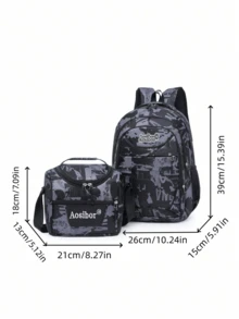 Set Ransel Kain Oxford Tahan Air, Ringan, Kapasitas Besar, Modis, dan Bergaya Kasual Kamuflase untuk Perjalanan Harian dan Kembali ke Sekolah - MultiWarna - View 3