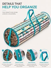 A Space-Saving Christmas Wrapping Paper Storage Bag Featuring A Clear Window And Handles; Dust-Proof And Durable, It Is An Ideal Storage Solution. This Clear Bag Is Perfect For Organizing Holiday Supplies In Your Closet. Gift Wrapping And Storage. - Multicolor - View 10