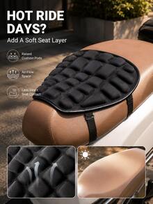 Black Electric Scooter Seat Cushion, 3D Air Slot Filling Structure, Block-Shaped Raised Surface, With Elastic Fixing Strap, Fits Seat, Suitable For Daily Outdoor Riding And Commuting - Multicolor - View 2