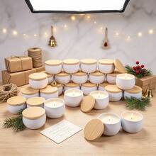 21pcs Candle Making Tool Set, Includes 4 White Candle Jars With Wood Grain Lids And Metal Candle Jars Without Wax, Suitable For DIY Crafts, Weddings, Valentine's Day, Birthdays And Various Holiday Parties, Portable Storage Box With Wicks - 21-piece Set - View 8