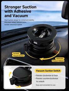 1pc Vacuum Suction Cup Magnetic Car Phone Holder, 360° Rotatable & Foldable Dashboard Windshield Phone Mount, Strong Magnetic Phone Holder, Suitable For 5.4-7.2 Inch Smartphones, ABS Silicone Universal Car Navigation Mount - A - View 8