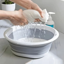 1pc Foldable Space-Saving Wash Basin - Durable Plastic Material, Portable Collapsible Wash Basin, Suitable For Home, Dorm, Camping - Modern Oval Design, Multi-Purpose, Easy To Store And Clean, Portable Wash Basin - Collapsible Basin - View 8