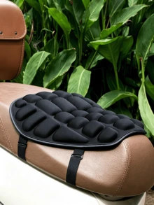 Black Electric Scooter Seat Cushion, 3D Air Slot Filling Structure, Block-Shaped Raised Surface, With Elastic Fixing Strap, Fits Seat, Suitable For Daily Outdoor Riding And Commuting - Multicolor - View 6