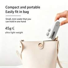 USB Home Sealer/Snack Sealer, Portable Handheld Plastic Sealer With Magnetic Closure, Includes Charging Cable - White - View 7