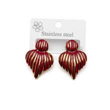 8 Pairs Vintage Red Enamel Stud Earrings Set, Women's Gold Flower Butterfly Turtle Geometric Shaped Exaggerated Jewelry, Suitable For Daily Wear And Party - Red - View 20