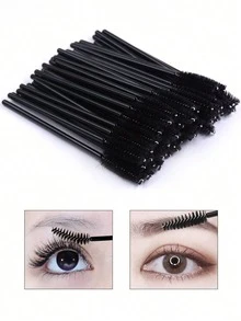 500/200/100/50 chiếc cọ lông mi đen, đầu cọ mascara, lược chải lông mi và lông mày, cọ trang điểm mini - màu đen - Xem 8