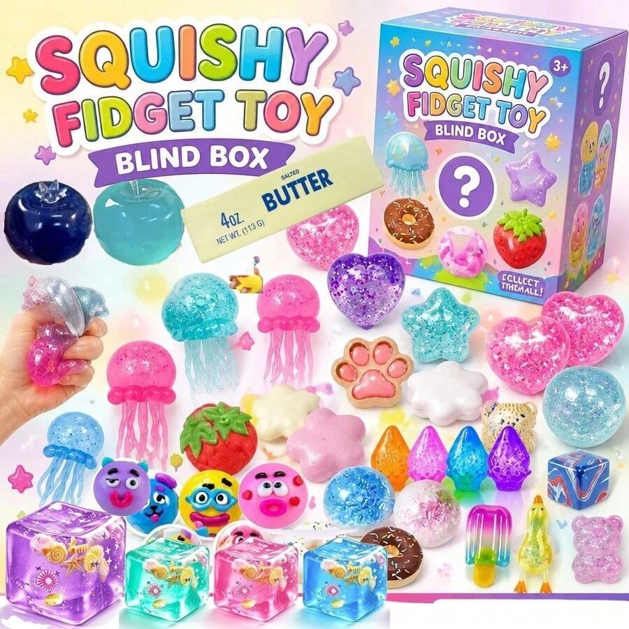 somoving Charming Soft Squeeze Doll Surprise Box, Rabbit Duck Jellyfish & Assorted Fruit Form Blind Box Toy, Slow Rebound Toy To Relieve Tension, Fit For Sensory Play And Daily Entertainment (Random Styles) - Multicolor - View 1