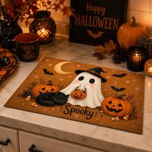 1pc Halloween Ghost Pattern Kitchen Absorbent Drying Mat, Fun Horror Style, Suitable For Halloween, Autumn Kitchen Countertop, Dining Table, Coffee Machine And Party Decoration - Multicolor - View 1