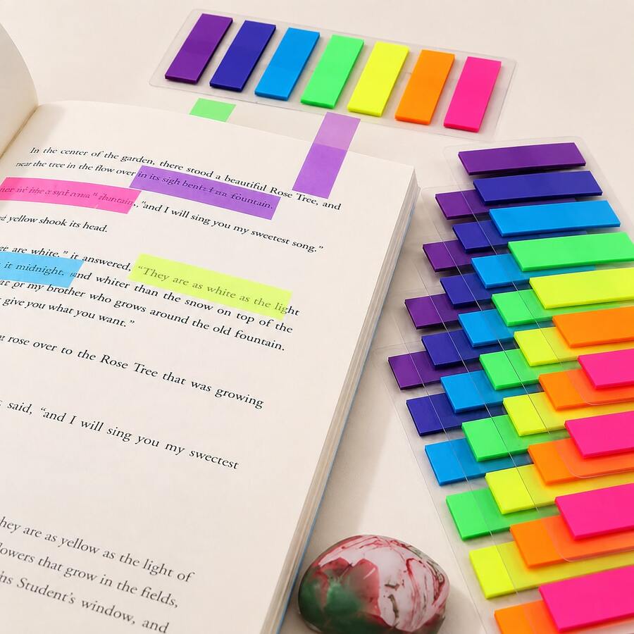 980 buah Stiker Indeks Transparan 7 Warna, Penanda Halaman Perekat Diri Tahan Air dan Dapat Ditulis, Cocok untuk Buku, Catatan, Belajar, Perlengkapan Sekolah dan Kantor, Musim Kembali ke Sekolah - Satu-Ukuran - View 1