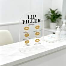 1pc Clear Acrylic Lip Filler Journey Sign, Arch Tabletop Aftercare Display Stand, Aesthetic Post Care Guide Decor For Spa & Beauty Salon - View 2