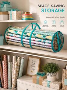 A Space-Saving Christmas Wrapping Paper Storage Bag Featuring A Clear Window And Handles; Dust-Proof And Durable, It Is An Ideal Storage Solution. This Clear Bag Is Perfect For Organizing Holiday Supplies In Your Closet. Gift Wrapping And Storage. - Multicolor - View 6
