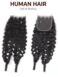 4x4 Lace Closure Burmese Curly Transparent Lace Closure Brazilian Virgin Human Hair Closure Free Part Pre Plucked With Baby Hair Natural Black Closure Human Hair 18 Inch - SNatural - View 3
