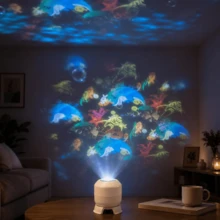 360° Rotating Ocean World Projector Night Light, Dynamic Under‑Sea Animal LED Projection Lamp, Adjustable Brightness USB Powered Projector Light, For Bedroom Living Room Party Holiday Home Decoration, Perfect Holiday Gift - White - View 6