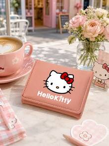 SANRIO 1 Buah Dompet Pendek Wanita Hello Kitty, Dompet Lipat Dua Lucu dengan Jendela ID, Dompet Kompak Multi-Slot dengan Penutup Jepit untuk Penggunaan Sehari-hari & Hadiah - MultiWarna - View 9