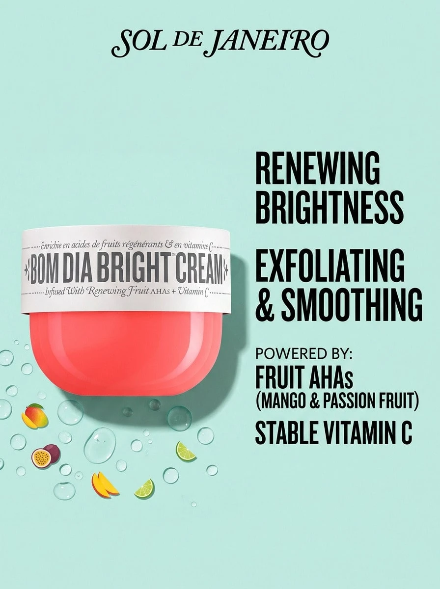 Sol de Janeiro Bom Dia Bright Cream 240 Ml – Body Cream, Brightening, For Dull Skin, Black Amber Plum, Fruit AHAs, Suitable For Daily Skincare Routine - Good morning - View 1