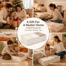 2pcs White Underbed/Closet Storage Boxes, Foldable Underbed Organizer, Multi-Functional Universal, Suitable For Storing Blankets, Skirts, Bedding, Great Value Must-Have, Best Gift For Christmas, Halloween, Back To School - White - View 3